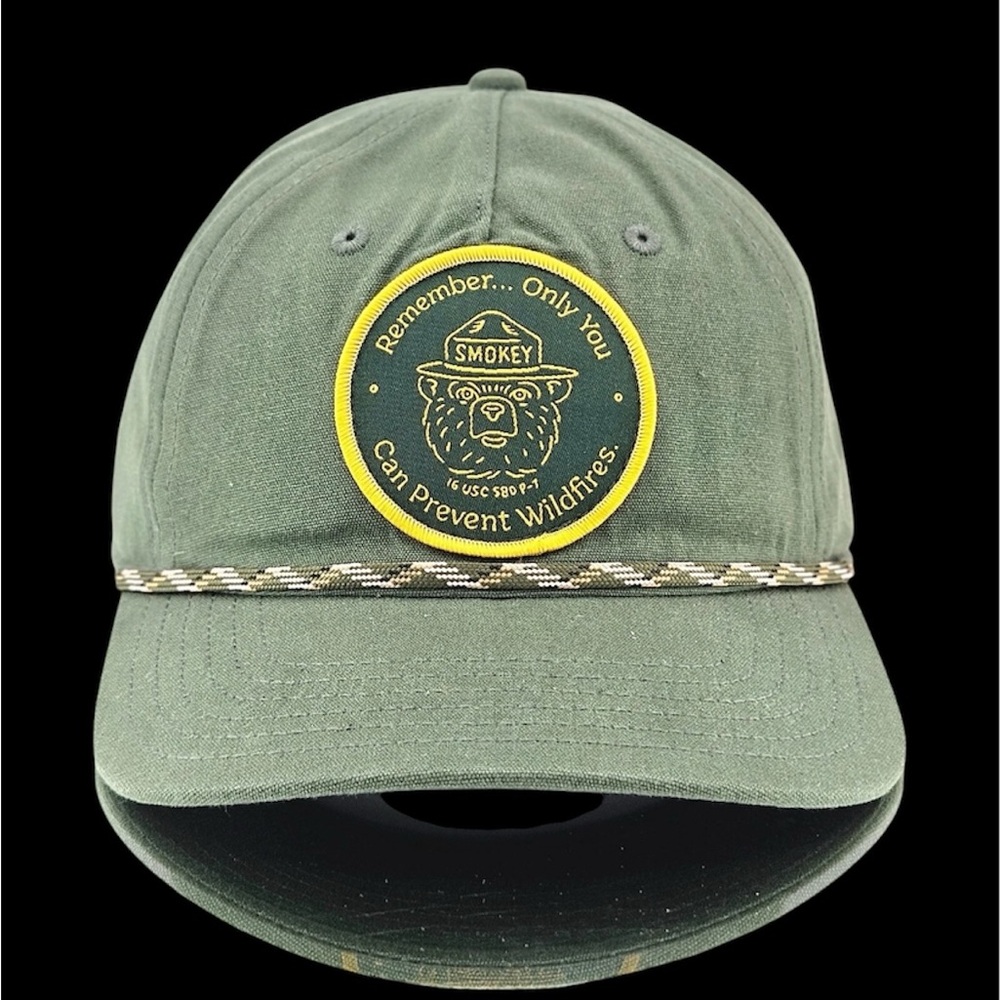 Smokey The Bear Prevent Wildfires Green Rope‎ Snapback Cap Hat Mad Engine NEW